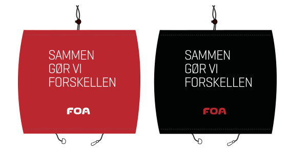 Betræk til cykelkurv med FOAs logo og slogan